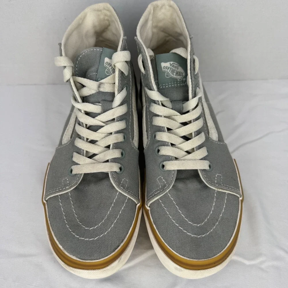Vans Sk8-Hi Stacked Pewter Gray Canvas‎ Platform High Top Sneakers Womens 6.5